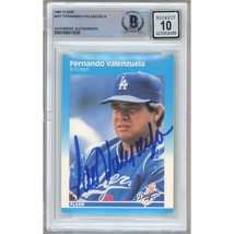 Fernando Valenzuela Los Angeles Dodgers Signed 1987 Fleer #457 BGS Auto 10 Slab - £159.27 GBP