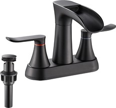 Matte Black Bathroom Faucet, Yundoom 4 Inch Centerset Bathroom Faucet, Waterfall - £91.99 GBP
