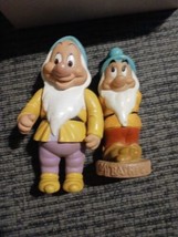 2 Disney&#39;s Seven Dwarfs Bashful Squeeky Toy, Opposable Limbs PVC Dwarf Thailand - £11.67 GBP