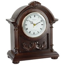Bedford Clock Collection Wood Mantel Shelf Clock in a Dark Finish with 4... - $75.31
