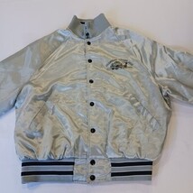 Vtg Aristo Jac By Hilton Chandler Ready Mix Men’s M Gray Satin Baseball Jacket image 12