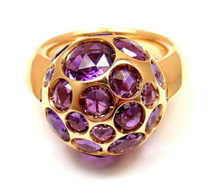 New! Authentic Pomellato Harem 18K Yellow Gold Amethyst Ring Sz 4.5 With Tag - £3,265.83 GBP