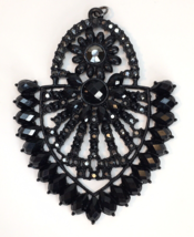 Large Art Deco Style Black Rhinestone Statement Pendant for Necklace Spa... - $25.00