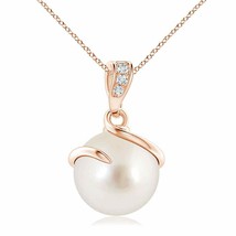 Authenticity Guarantee 
South Sea Cultured Pearl Spiral Pendant with Diamonds... - £716.11 GBP