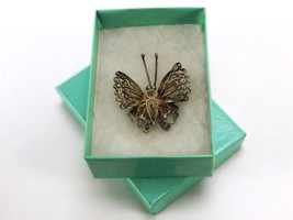 Filigree Butterfly Brooch Pin, Gold Tone, Vintage Fashion Jewelry, JWL-327 - $181.73 MXN