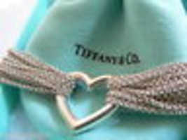 Tiffany &amp; Co Heart Mesh Necklace Pendant Chain Rare Gift Multi Strand Silver - £559.68 GBP