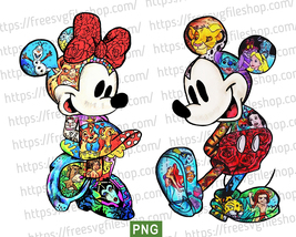 Mickey &amp; Minnie Splash color Png, Disney Characters, Disney Family Trip 2024 Png - £2.38 GBP