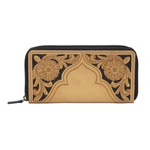 Myra Bag #5873 Hand Tooled Leather 8&quot;x4&quot; Wallet~Many Card Slots~Inside Z... - £37.83 GBP