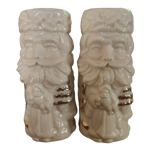 Pair Of Santa Claus Creamic Candle Holders 6&quot; - £6.34 GBP