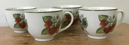 Set Lot 4 Vtg Tiffany &amp; Co. Staffordshire Gardens Fruit Tea Coffee Cups - £751.47 GBP