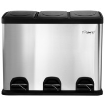 Elama 3 Section 15 Liter/4 Gallon Each Section Trash and Recycling Step Bin - $108.59