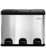 Elama 3 Section 15 Liter/4 Gallon Each Section Trash and Recycling Step Bin - $1,999.20 MXN