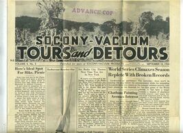 Socony Vacuum Tours &amp; Detours Mobil September 1934 World Series College ... - $17.87