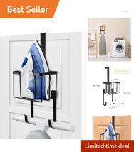 Heavy-Duty Wall Mount Ironing Caddy with Adjustable Hook for Space Effic... - $38.56