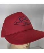 Vintage 80’s Mesh Back Red Trucker Cap Made In USA C&amp;G Supply Center Farm - $11.87