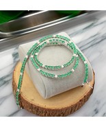14K Emerald & lab diamond Tennis nacklace,14k Prong Set Emerald necklace,Emerald - $180.00