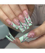 24Pcs Extra Long Square Fake Nail with Glue 3D Little Bear Bow Design Fa... - $146.03 MXN