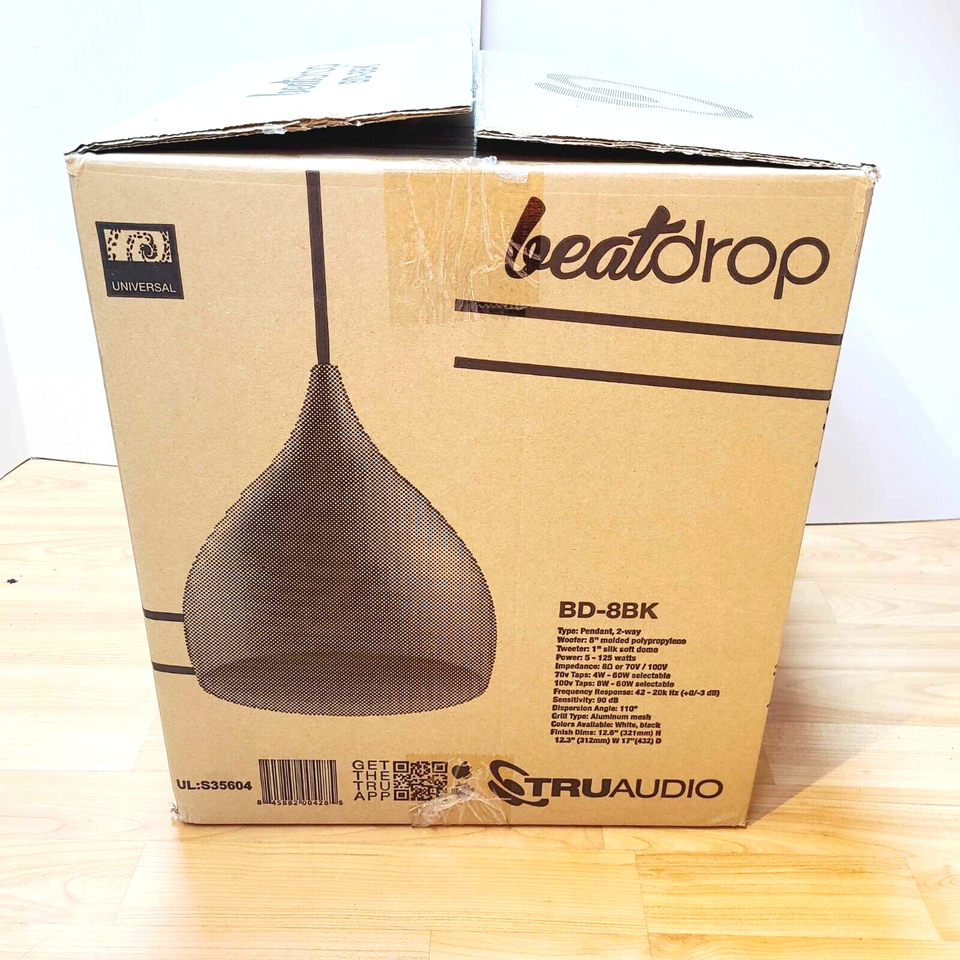 TRUAUDIO BEATDROP BD-8BK PENDANT 2-WAY SPEAKER WOOFER WITH GRIPPLE HANGI... - $341.44