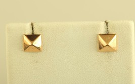 Vintage Signed CA Sterling Silver Vermeil Gold Tone Square Pyramid Stud Earrings - £27.91 GBP