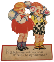 Vintage Valentine Card I Would Bubble Over with Happiness Blowing Bubbles 1940s - £6.37 GBP