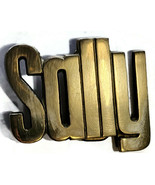 Name &#39;Sally&#39; Solid Brass Metal Belt Buckle R.O.C.Taiwan 4738 1970s 2&quot; X 3&quot; - £21.62 GBP