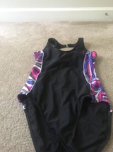 One Piece Catalina Women&#39;s Black Bikini Swimsuit Printed Sides Size Medium - $41.58