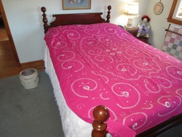 New JACOBEAN FLORAL Cut-Out EMBROIDERED Pink TABLECLOTH &amp; 12 Napkins - 6... - £30.50 GBP