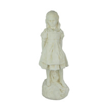 Alice in Wonderland Antique White Finish Solid Cement Statue 19.5 Inches... - $86.00
