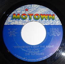 Supremes 45 RPM Record - Everybody&#39;s Got the Right To Love / But I Love ... - $3.95