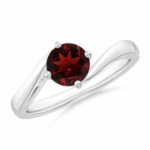 ANGARA Classic Round Garnet Solitaire Bypass Ring for Women in 14K Solid Gold - £408.40 GBP