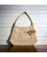 Flora Bella Woven Raffia Medium Floral Tan Beige Bag Shoulder Tote Beach... - £29.61 GBP