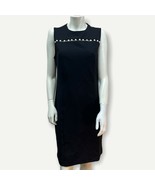 Dennis Basso Caviar Crepe Knit Sleeveless Sheath Dress Black Reg Size 10... - $305.32 MXN