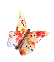 Wall Hanging Butterfly Ceramic Pottery Hand Painted 3.5 In by 3.25 In Signed RT - £10.38 GBP