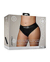 Shots Ouch Vibrating Strap On Thong W/removable Rear Straps - Black Xl/xxl - $51.36