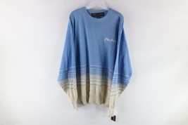 NOS Vintage 90s Phat Farm Mens 3XL Striped Script Spell Out Knit Sweater Blue - £78.25 GBP