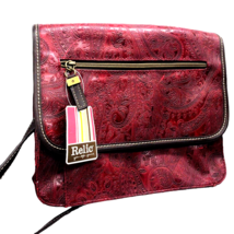 Relic Purse Tooled Leather Crossbody Bag Rich Burgundy Red Western Paisl... - $37.04