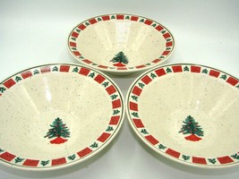 Holiday by FOLKCRAFT Christmas Rim Cereal Bowl 7 3/4 in Tree Red Green EUC!! - £25.04 GBP