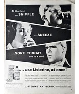 Listerine Antiseptic sniffle sneeze sore throat 1962 vintage print ad - $13.62 CAD