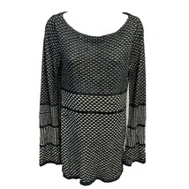 WHBM Sweater White Black Silver Metallic Hi Lo Long Sleeves XS Pullover - £18.34 GBP