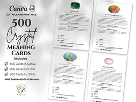 500 Crystal Meaning Cards With Images ,Editable And Printable PDF and Ca... - $50.00