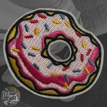 Donut with Pink Icing and Sprinkles Iron On Patch Embroidered Craft Appl... - $6.88 CAD