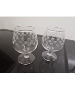 2 Brandy Glasses Snifters  etched polka dot crystal 4&quot; Vintage - $7.91