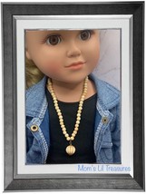Off White Cream Color Beaded Doll Necklace 18 Inch Doll Jewelry - £6.28 GBP
