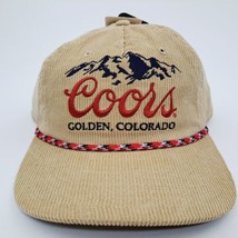 Coors Beer Corduroy Snapback Hat Cap Beige Adjustable Golden Colorado - £20.25 GBP