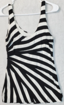 Philosophy Tank Top Womens Small Black White Striped Rayon Sleeveless Scoop Neck - £13.82 GBP