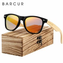 BARCUR Wood Sunglasses Spring Hinge Handmade Bamboo Sunglasses Men Wooden Sun - £17.61 GBP+