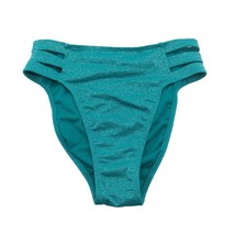 Xhilaration Bikini Bottom High Rise Cutouts Glitter Sparkle Teal Blue M - £4.00 GBP