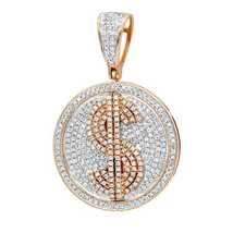 3.50 Ct Round Cut Diamond Hip Hop Dollar Pendant 14K Yellow Gold Finish - £149.45 GBP