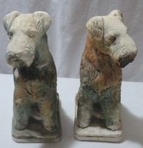 Pr Vintage Chalkware Scottie Terrier Schnauzer Dogs Carnival Prizes 9&quot; tall - £31.97 GBP