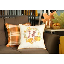 Set Of 2 18" Fall Thanksgiving Pumpkin Throw Pillow Cover - $93.99